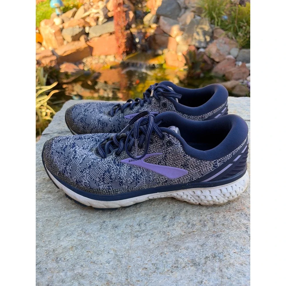 Brooks Ghost 11 Mens Running Shoes Navy Purple Mesh Sneakers 1202771B406 Size 11